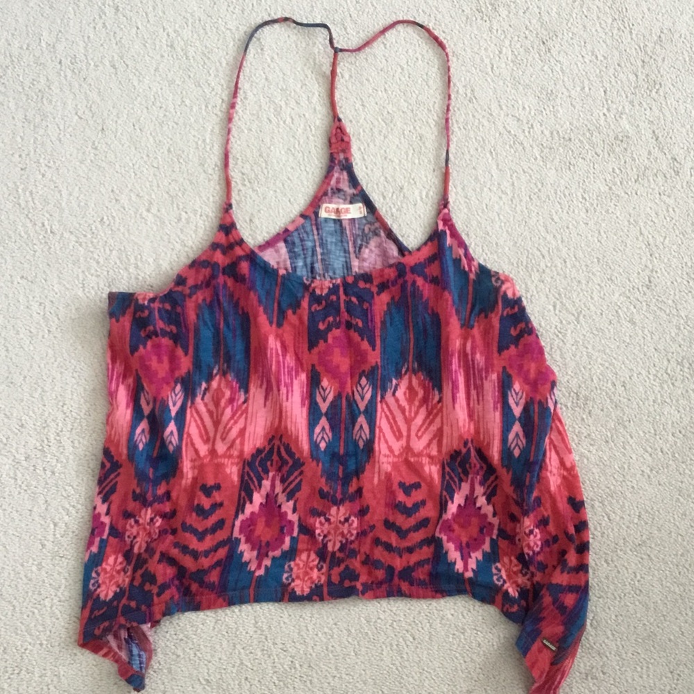 GARAGE Pink and Blue Printed Racerback Tank